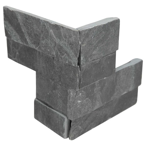 Msi Premium Black Mini Splitface Ledger Corner 4.5 in.  X 9 in.  Natural Slate Wall Tile, 8PK ZOR-PNL-0135